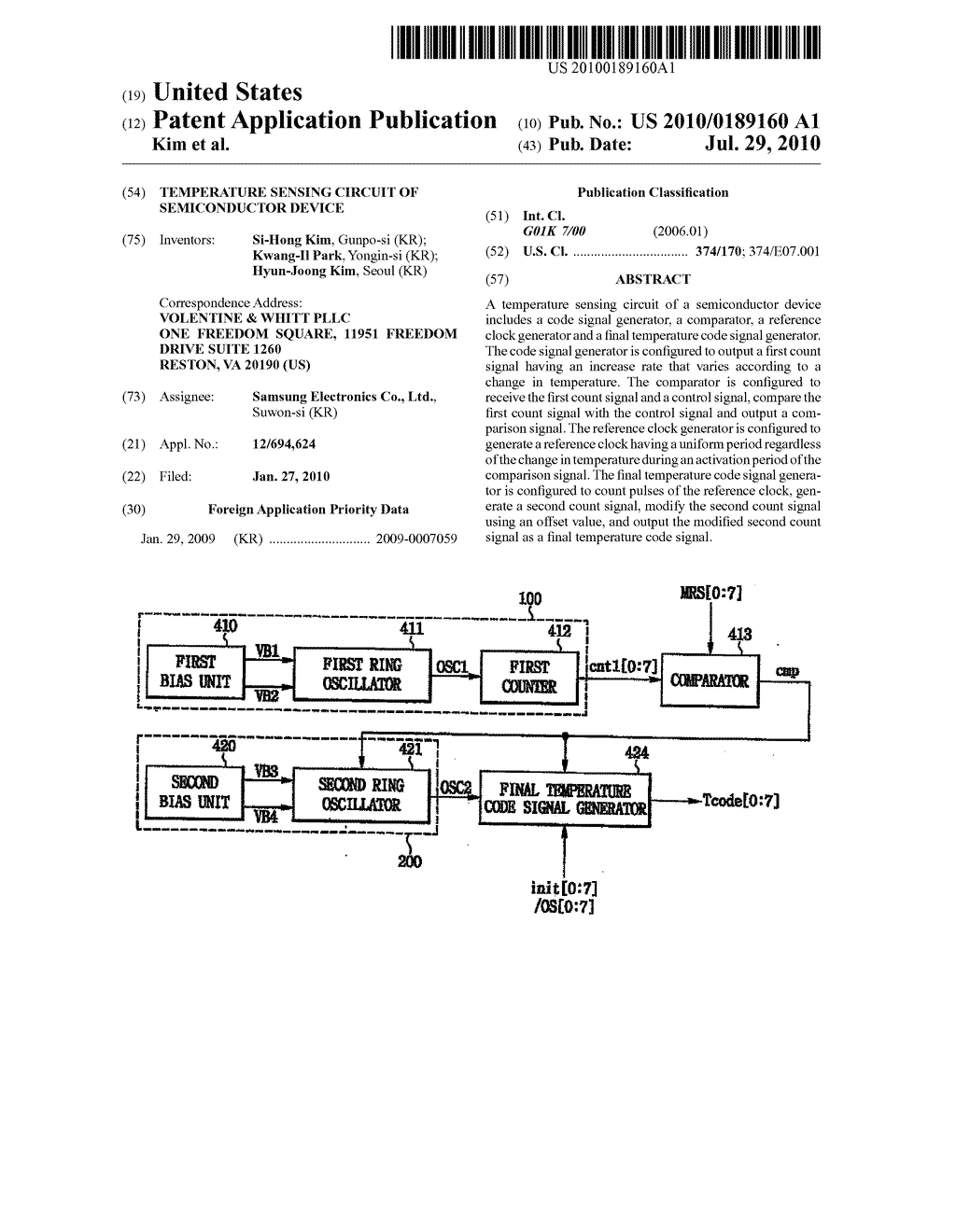 TEMPERATURE SENSING CIRCUIT OF SEMICONDUCTOR DEVICE - diagram, schematic, and image 01