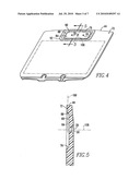 HANDHELD ELECTRONIC DEVICE HAVING HIDDEN SOUND OPENINGS OFFSET FROM AN AUDIO SOURCE diagram and image