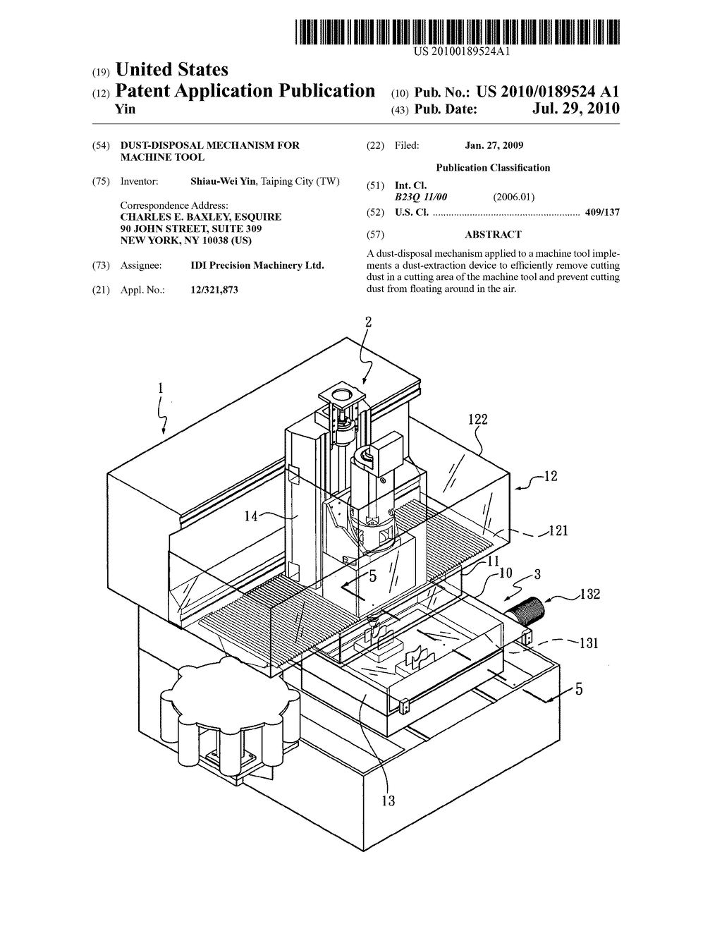 Dust-disposal mechanism for machine tool - diagram, schematic, and image 01