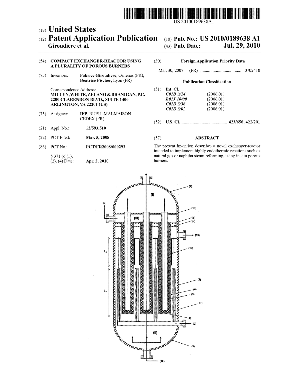 COMPACT EXCHANGER-REACTOR USING A PLURALITY OF POROUS BURNERS - diagram, schematic, and image 01