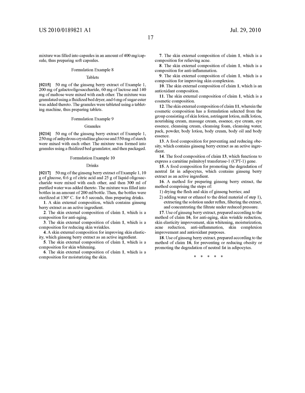 COMPOSITION OF SKIN EXTERNAL APPLICATION CONTAINING GINSENG BERRY EXTRACTS - diagram, schematic, and image 25