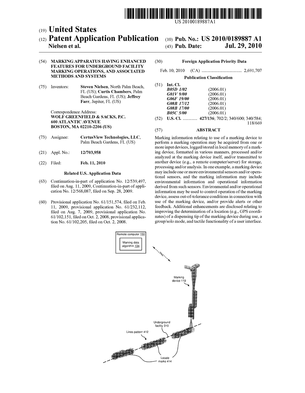 MARKING APPARATUS HAVING ENHANCED FEATURES FOR UNDERGROUND FACILITY MARKING OPERATIONS, AND ASSOCIATED METHODS AND SYSTEMS - diagram, schematic, and image 01