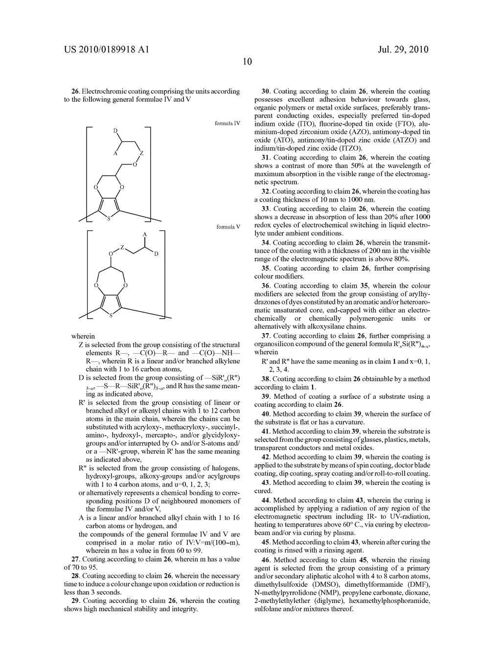 HIGHLY TRANSPARENT ELECTROCHROMIC COATING MATERIAL, METHOD FOR PRODUCING THE SAME AND USE OF THE MATERIAL - diagram, schematic, and image 15