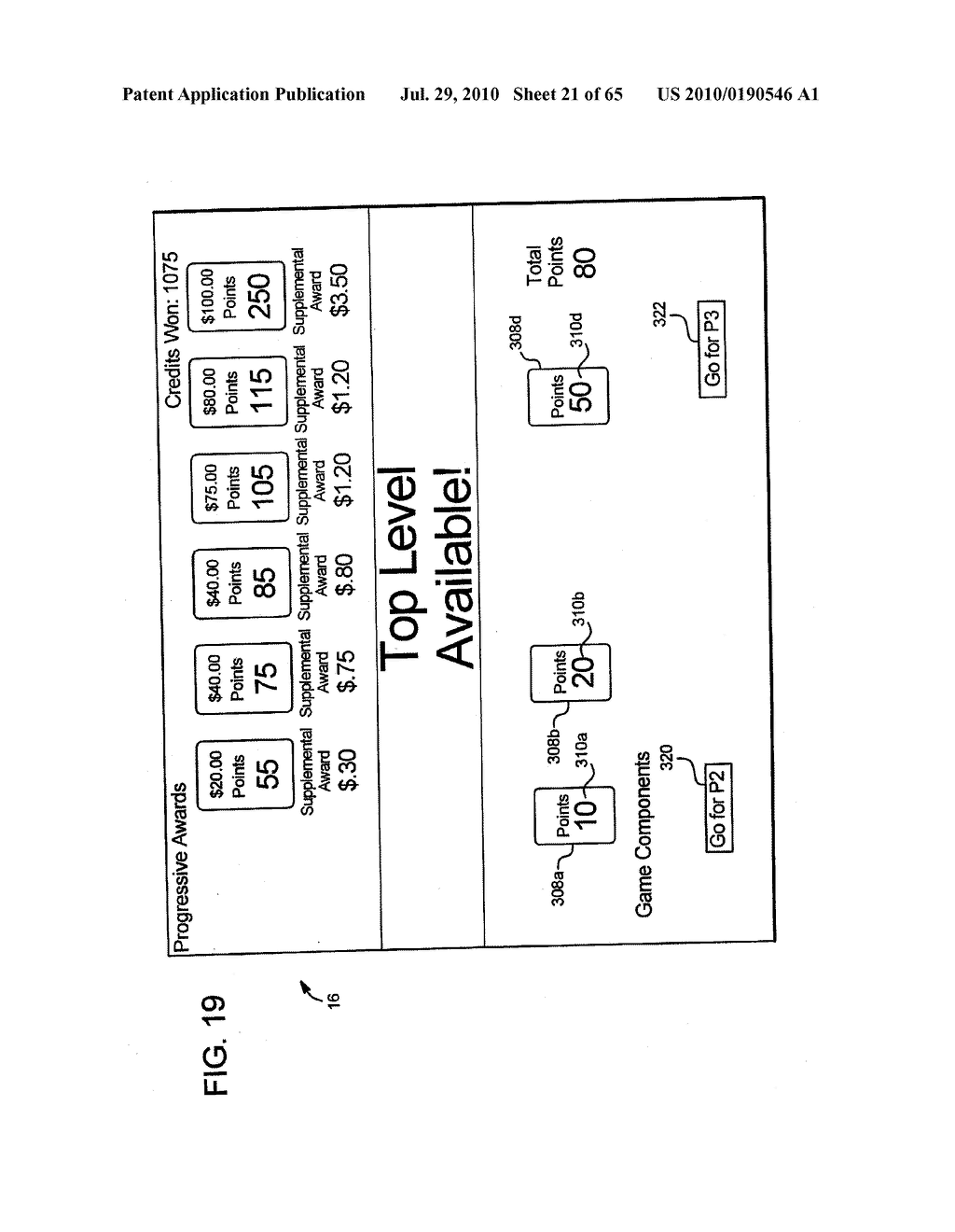 GAMING SYSTEM AND METHOD FOR ENABLING A PLAYER TO SELECT PROGRESSIVE AWARDS TO TRY FOR AND CHANCES OF WINNING PROGRESSIVE AWARDS - diagram, schematic, and image 22