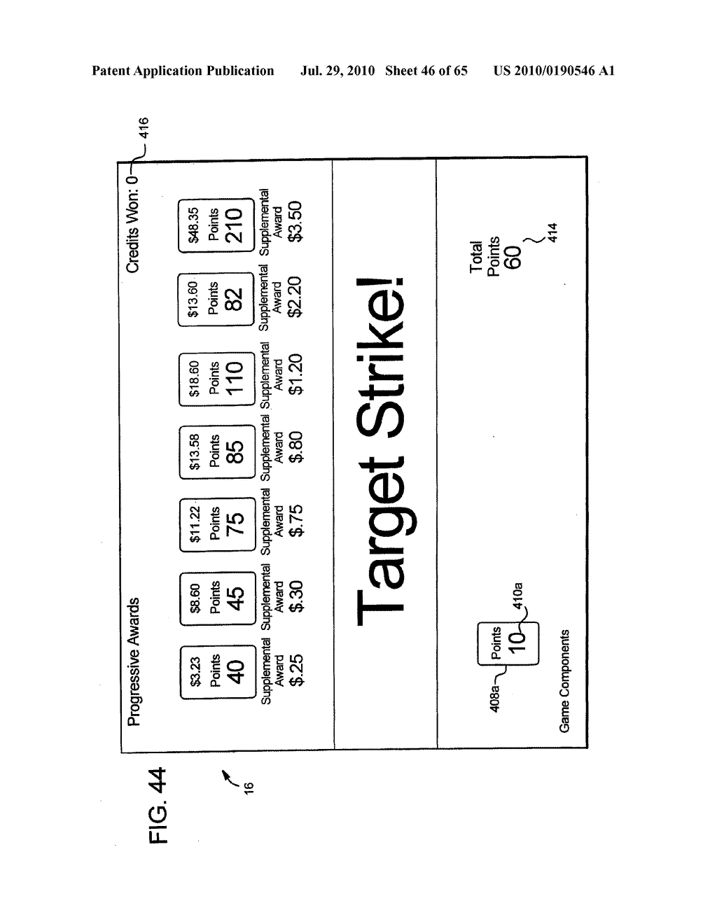 GAMING SYSTEM AND METHOD FOR ENABLING A PLAYER TO SELECT PROGRESSIVE AWARDS TO TRY FOR AND CHANCES OF WINNING PROGRESSIVE AWARDS - diagram, schematic, and image 47