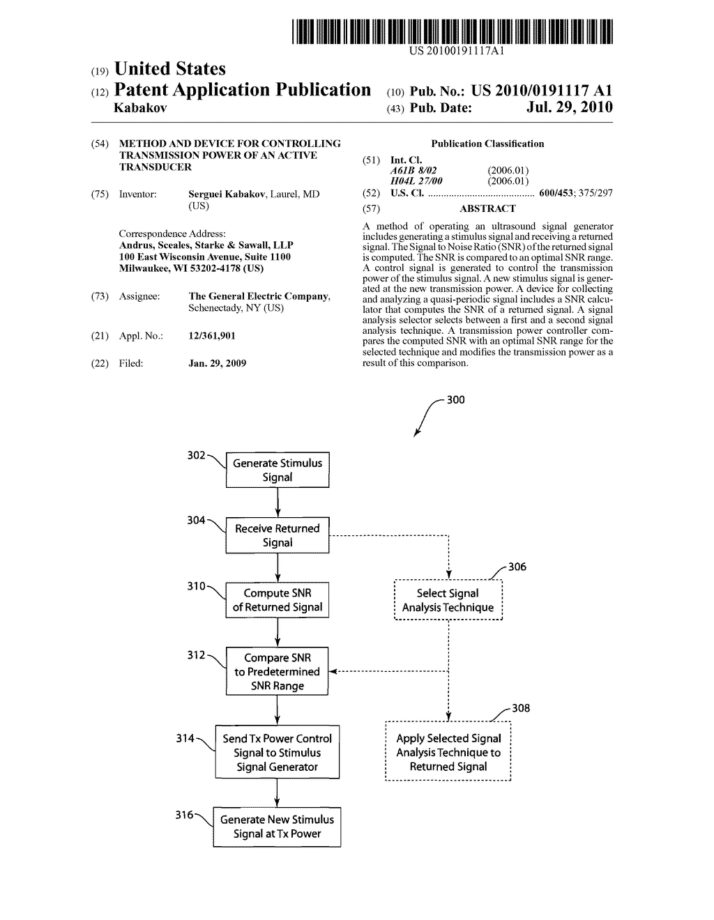 Method and Device for Controlling Transmission Power of an Active Transducer - diagram, schematic, and image 01