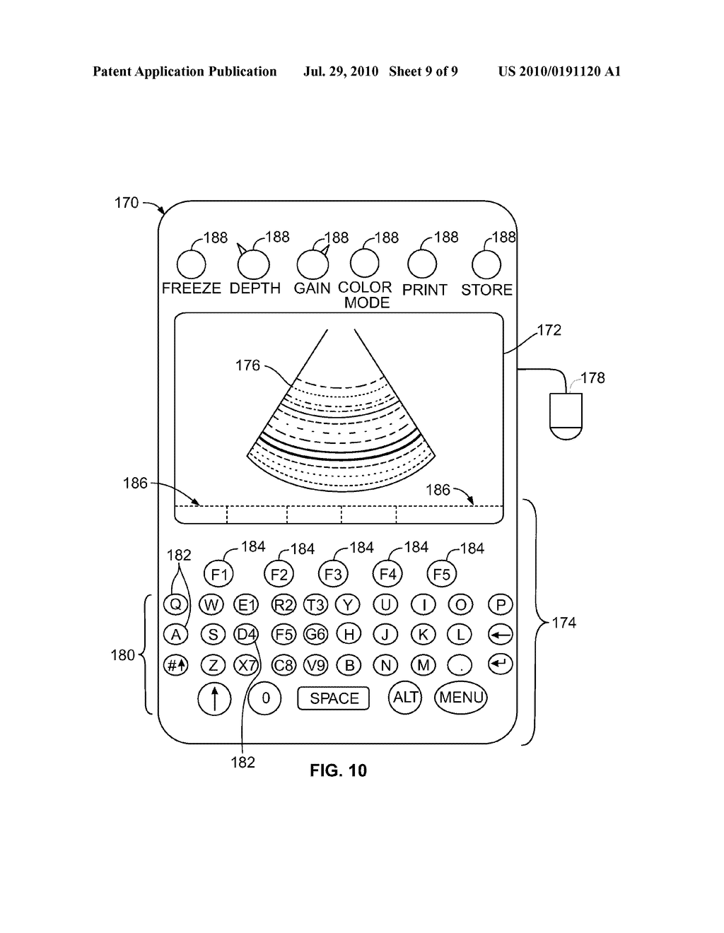 APPARATUS AND METHOD FOR CONTROLLING AN ULTRASOUND SYSTEM BASED ON CONTACT WITH AN ULTRASOUND PROBE - diagram, schematic, and image 10