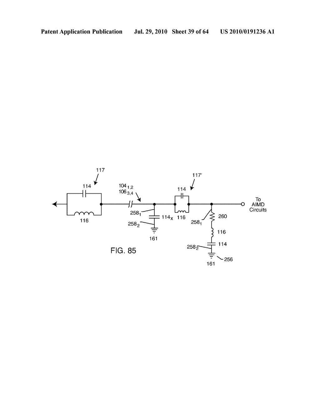 SWITCHED DIVERTER CIRCUITS FOR MINIMIZING HEATING OF AN IMPLANTED LEAD AND/OR PROVIDING EMI PROTECTION IN A HIGH POWER ELECTROMAGNETIC FIELD ENVIRONMENT - diagram, schematic, and image 40