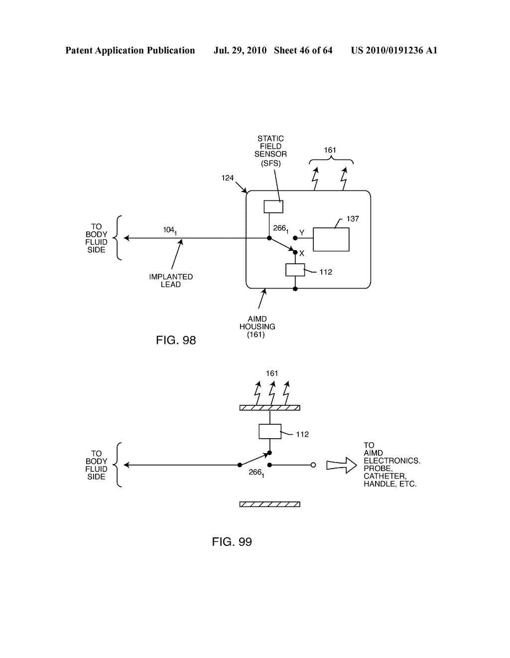 SWITCHED DIVERTER CIRCUITS FOR MINIMIZING HEATING OF AN IMPLANTED LEAD AND/OR PROVIDING EMI PROTECTION IN A HIGH POWER ELECTROMAGNETIC FIELD ENVIRONMENT - diagram, schematic, and image 47