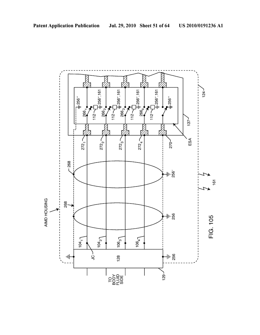 SWITCHED DIVERTER CIRCUITS FOR MINIMIZING HEATING OF AN IMPLANTED LEAD AND/OR PROVIDING EMI PROTECTION IN A HIGH POWER ELECTROMAGNETIC FIELD ENVIRONMENT - diagram, schematic, and image 52