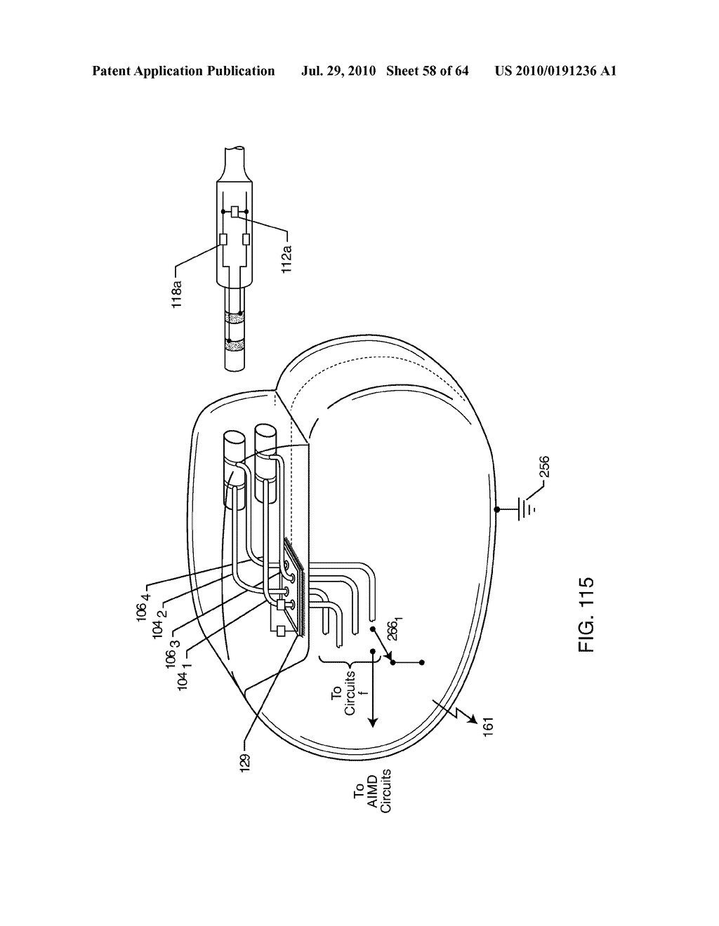 SWITCHED DIVERTER CIRCUITS FOR MINIMIZING HEATING OF AN IMPLANTED LEAD AND/OR PROVIDING EMI PROTECTION IN A HIGH POWER ELECTROMAGNETIC FIELD ENVIRONMENT - diagram, schematic, and image 59