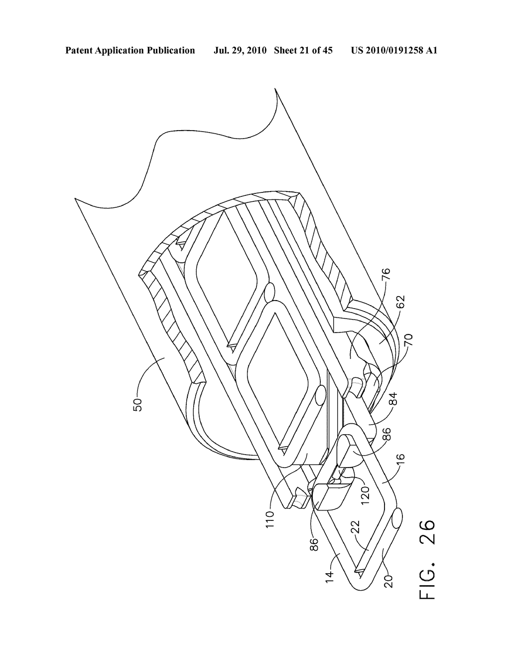  SURGICAL STAPLER FOR APPLYING A LARGE STAPLE THROUGH A SMALL DELIVERY PORT AND A METHOD OF USING THE STAPLER TO SECURE A TISSUE FOLD - diagram, schematic, and image 22