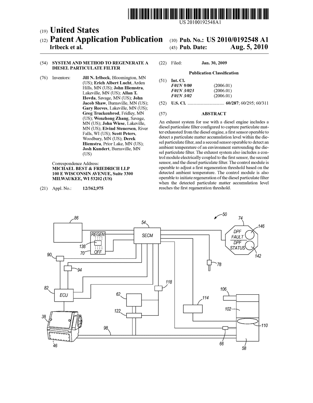 SYSTEM AND METHOD TO REGENERATE A DIESEL PARTICULATE FILTER - diagram, schematic, and image 01