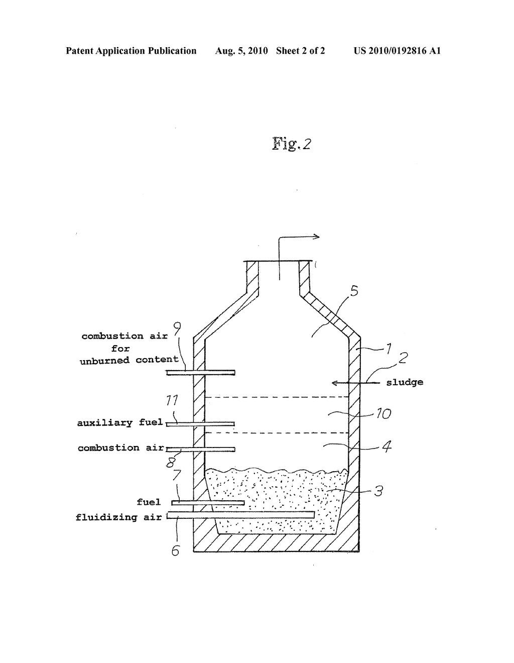 FLUIDIZED BED INCINERATOR AND FLUIDIZED BED INCINERATING METHOD FOR SLUDGE USING THE SAME - diagram, schematic, and image 03