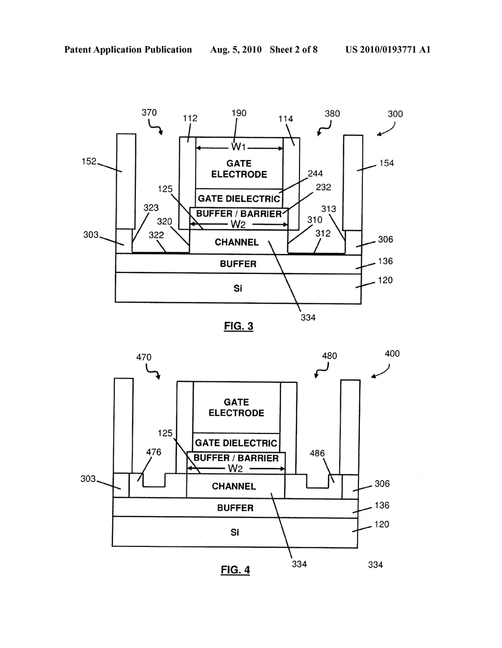 QUANTUM WELL MOSFET CHANNELS HAVING UNI-AXIAL STRAIN CAUSED BY METAL SOURCE/DRAINS, AND CONFORMAL REGROWTH SOURCE/DRAINS - diagram, schematic, and image 03