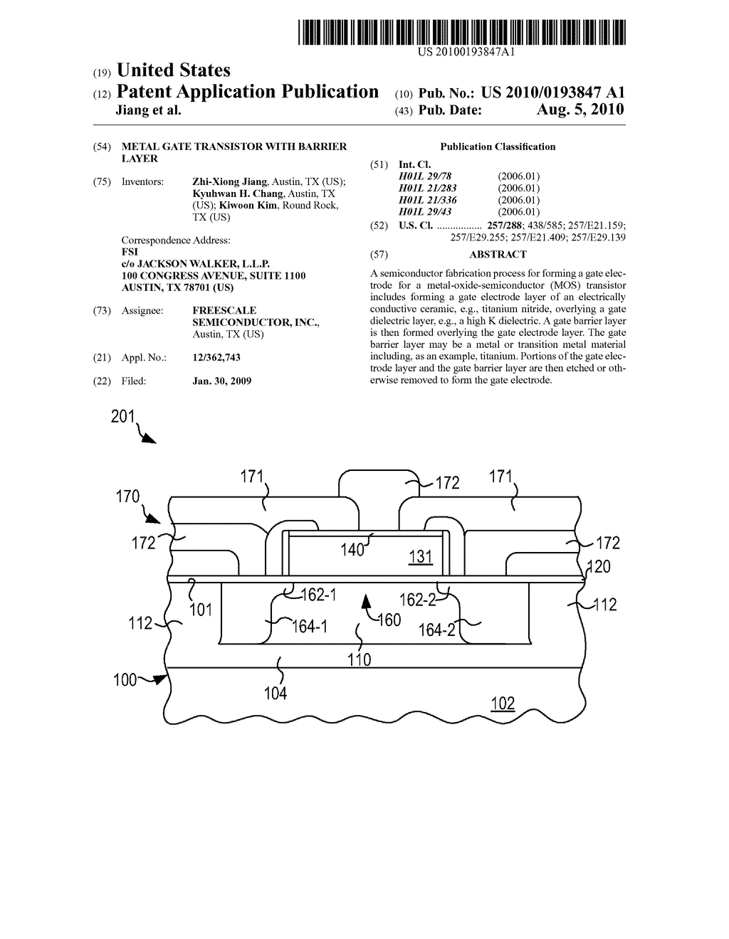 METAL GATE TRANSISTOR WITH BARRIER LAYER - diagram, schematic, and image 01