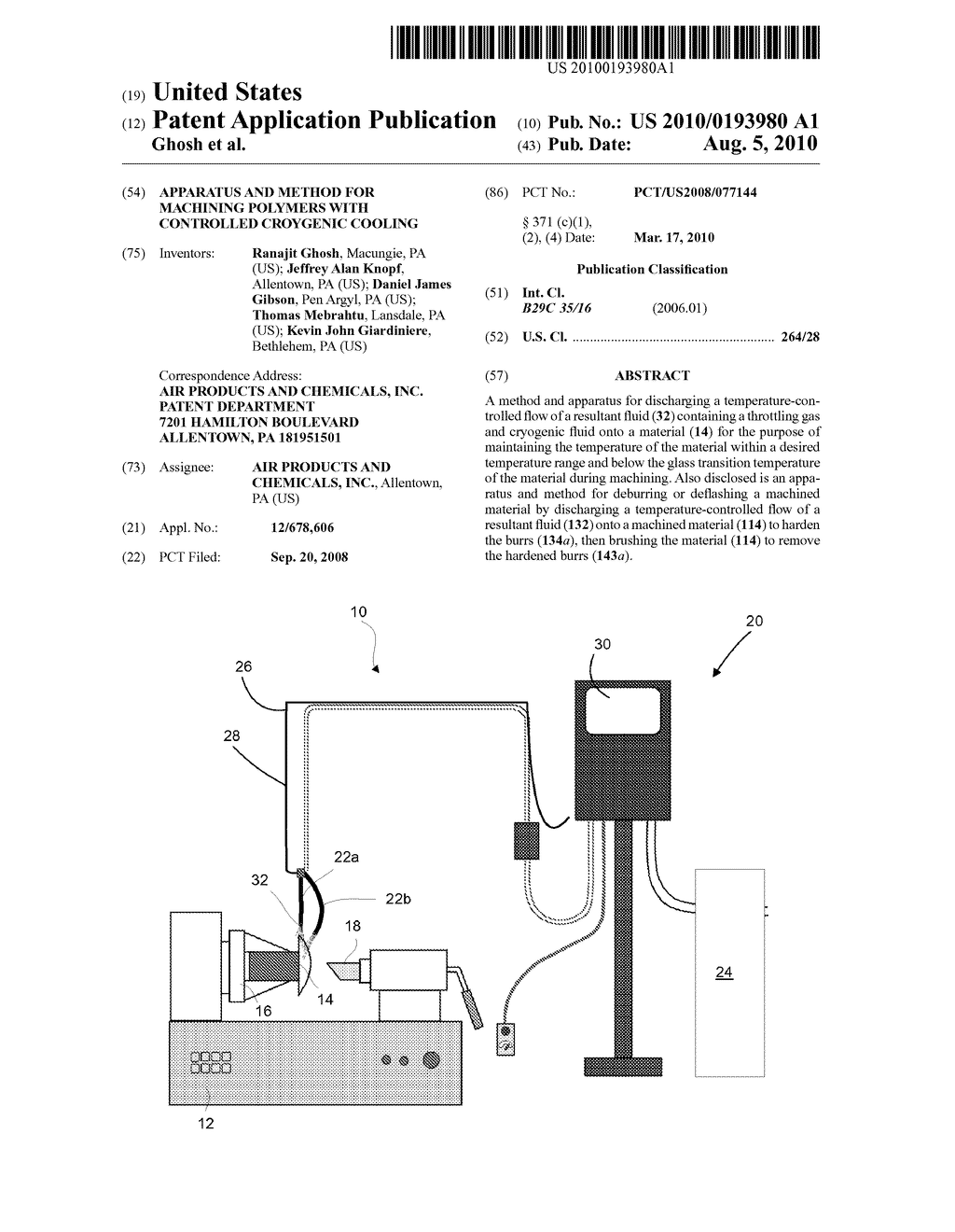 APPARATUS AND METHOD FOR MACHINING POLYMERS WITH CONTROLLED CROYGENIC COOLING - diagram, schematic, and image 01