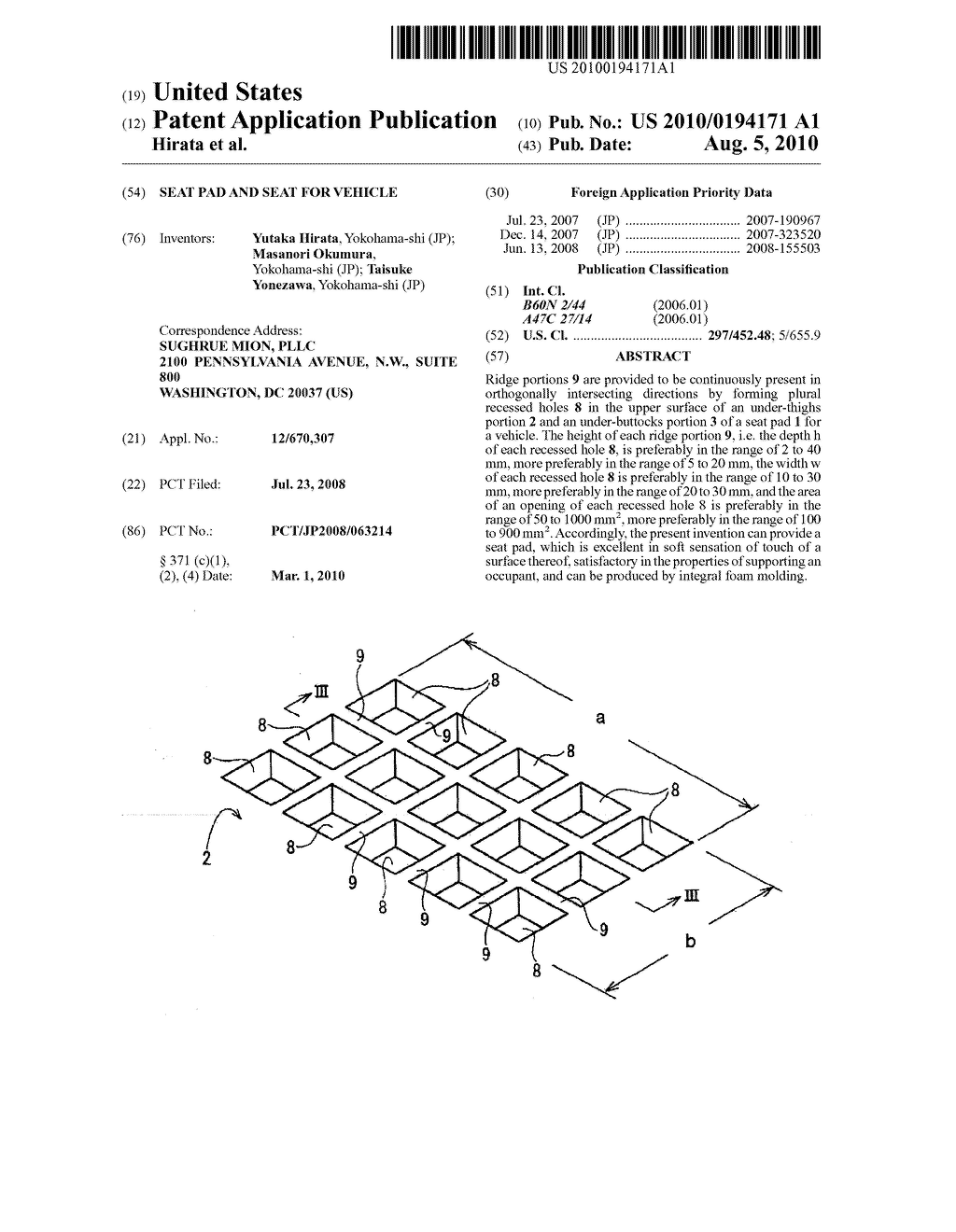 SEAT PAD AND SEAT FOR VEHICLE - diagram, schematic, and image 01