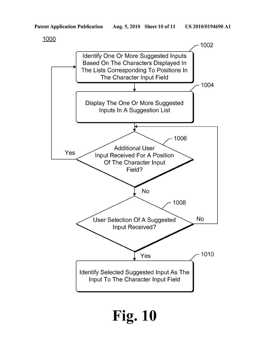 CONCURRENTLY DISPLAYING MULTIPLE CHARACTERS FOR INPUT FIELD POSITIONS - diagram, schematic, and image 11