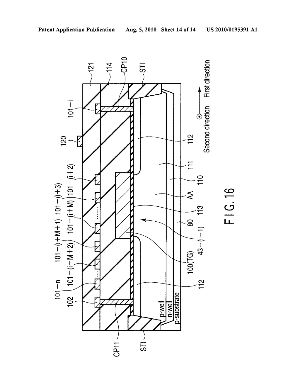 SEMICONDUCTOR MEMORY DEVICE WITH MEMORY CELLS EACH INCLUDING A CHARGE ACCUMULATION LAYER AND A CONTROL GATE - diagram, schematic, and image 15