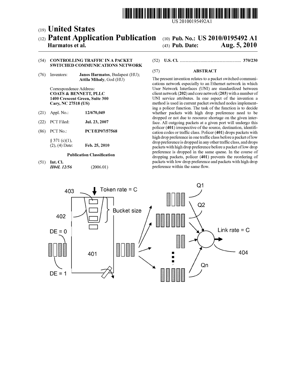 Controlling Traffic in a Packet Switched Communications Network - diagram, schematic, and image 01