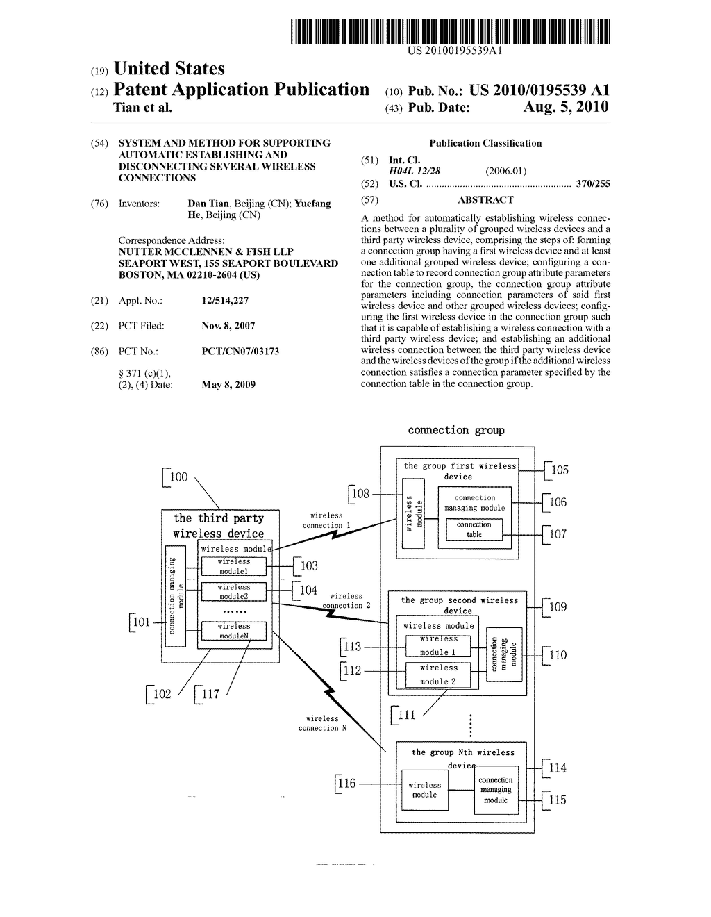 SYSTEM AND METHOD FOR SUPPORTING AUTOMATIC ESTABLISHING AND DISCONNECTING SEVERAL WIRELESS CONNECTIONS - diagram, schematic, and image 01
