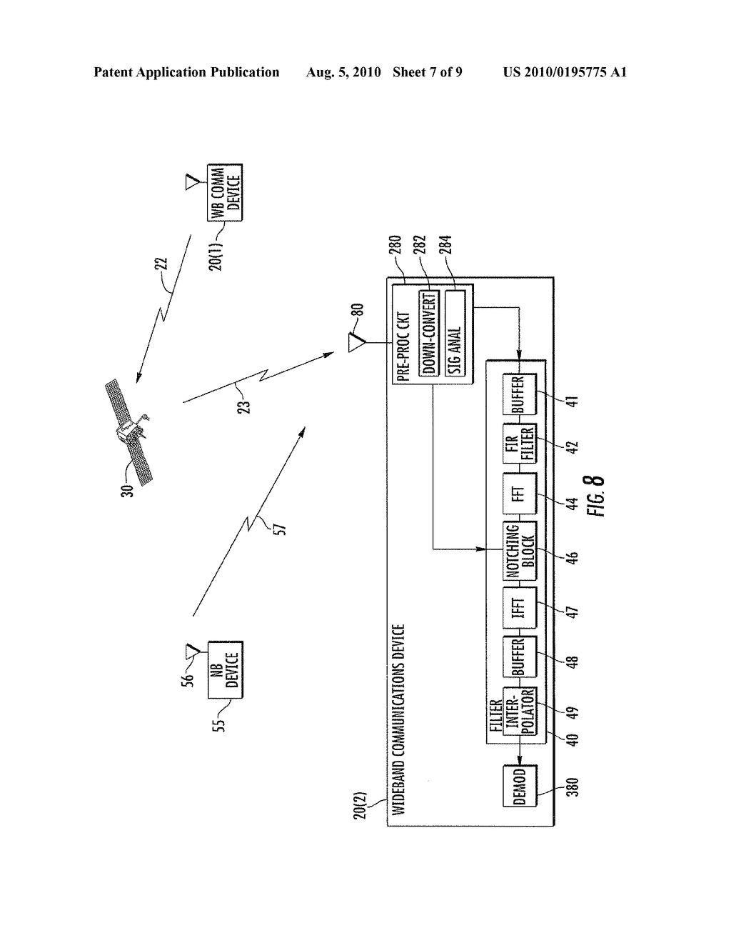 COMMUNICATIONS DEVICE INCLUDING A FILTER FOR NOTCHING WIDEBAND RECEIVE SIGNALS AND ASSOCIATED METHODS - diagram, schematic, and image 08