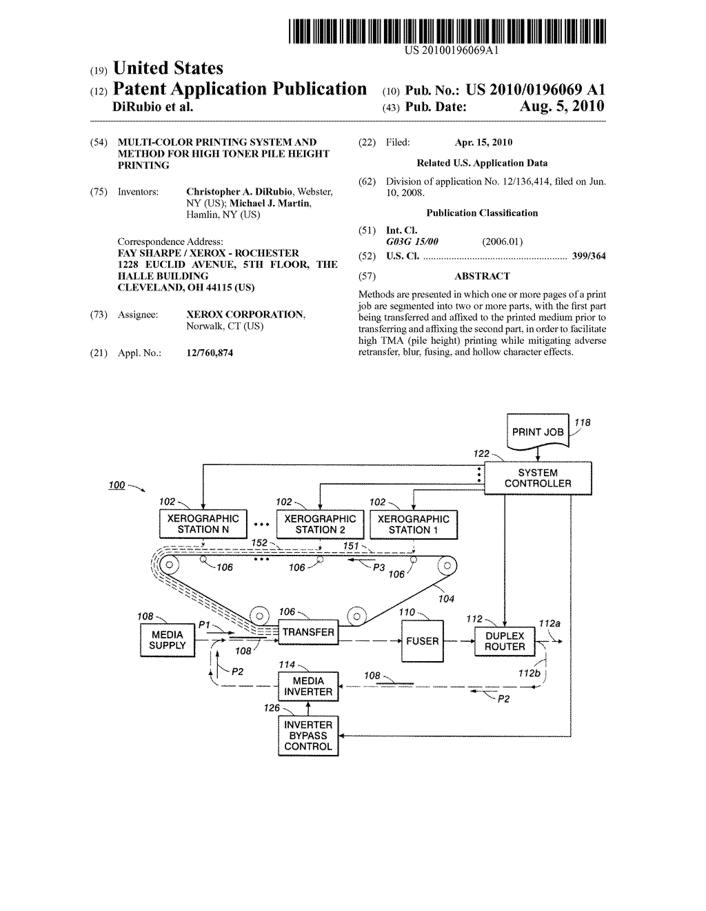 MULTI-COLOR PRINTING SYSTEM AND METHOD FOR HIGH TONER PILE HEIGHT PRINTING - diagram, schematic, and image 01