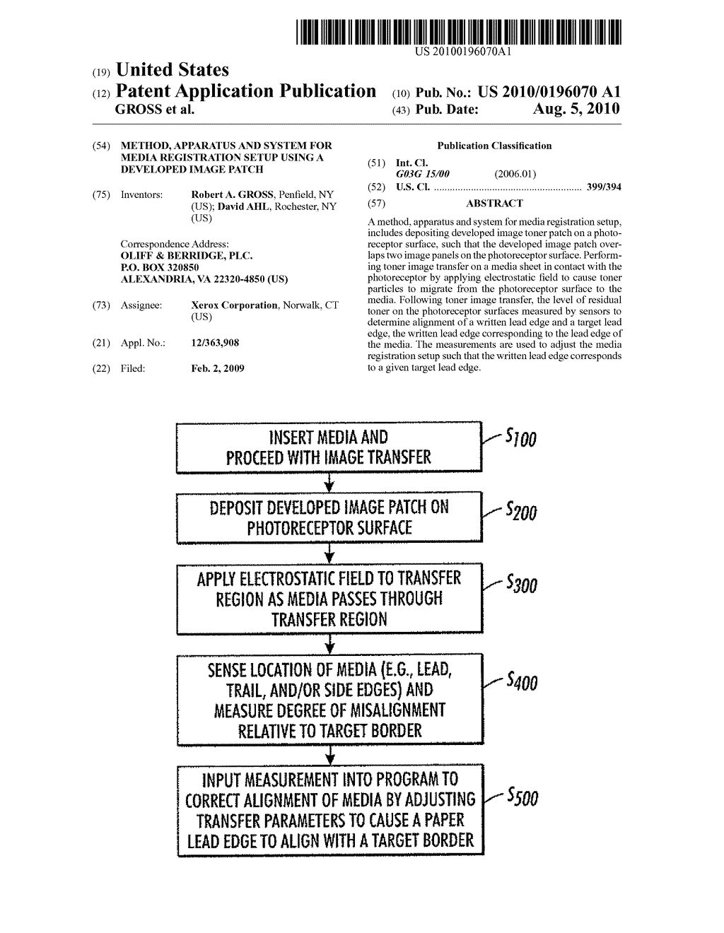 METHOD, APPARATUS AND SYSTEM FOR MEDIA REGISTRATION SETUP USING A DEVELOPED IMAGE PATCH - diagram, schematic, and image 01