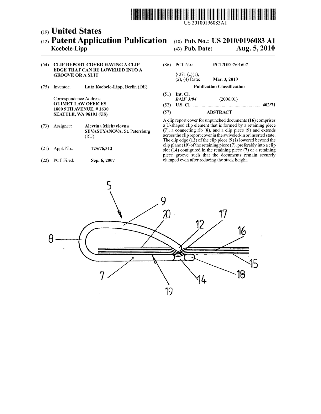 CLIP REPORT COVER HAVING A CLIP EDGE THAT CAN BE LOWERED INTO A GROOVE OR A SLIT - diagram, schematic, and image 01