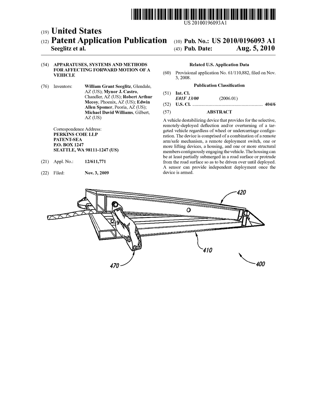 APPARATUSES, SYSTEMS AND METHODS FOR AFFECTING FORWARD MOTION OF A VEHICLE - diagram, schematic, and image 01