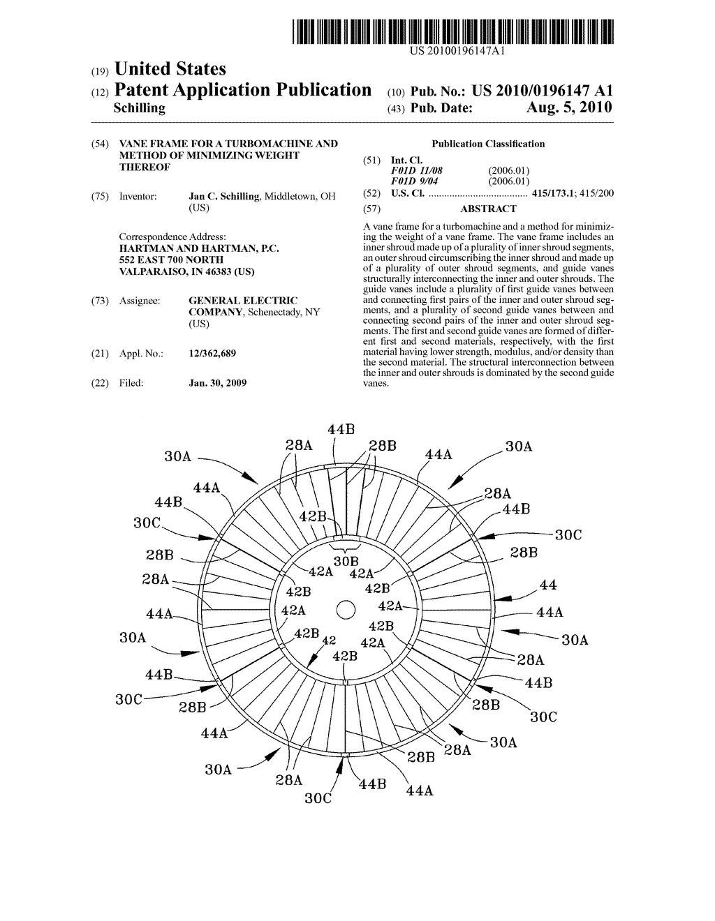 VANE FRAME FOR A TURBOMACHINE AND METHOD OF MINIMIZING WEIGHT THEREOF - diagram, schematic, and image 01