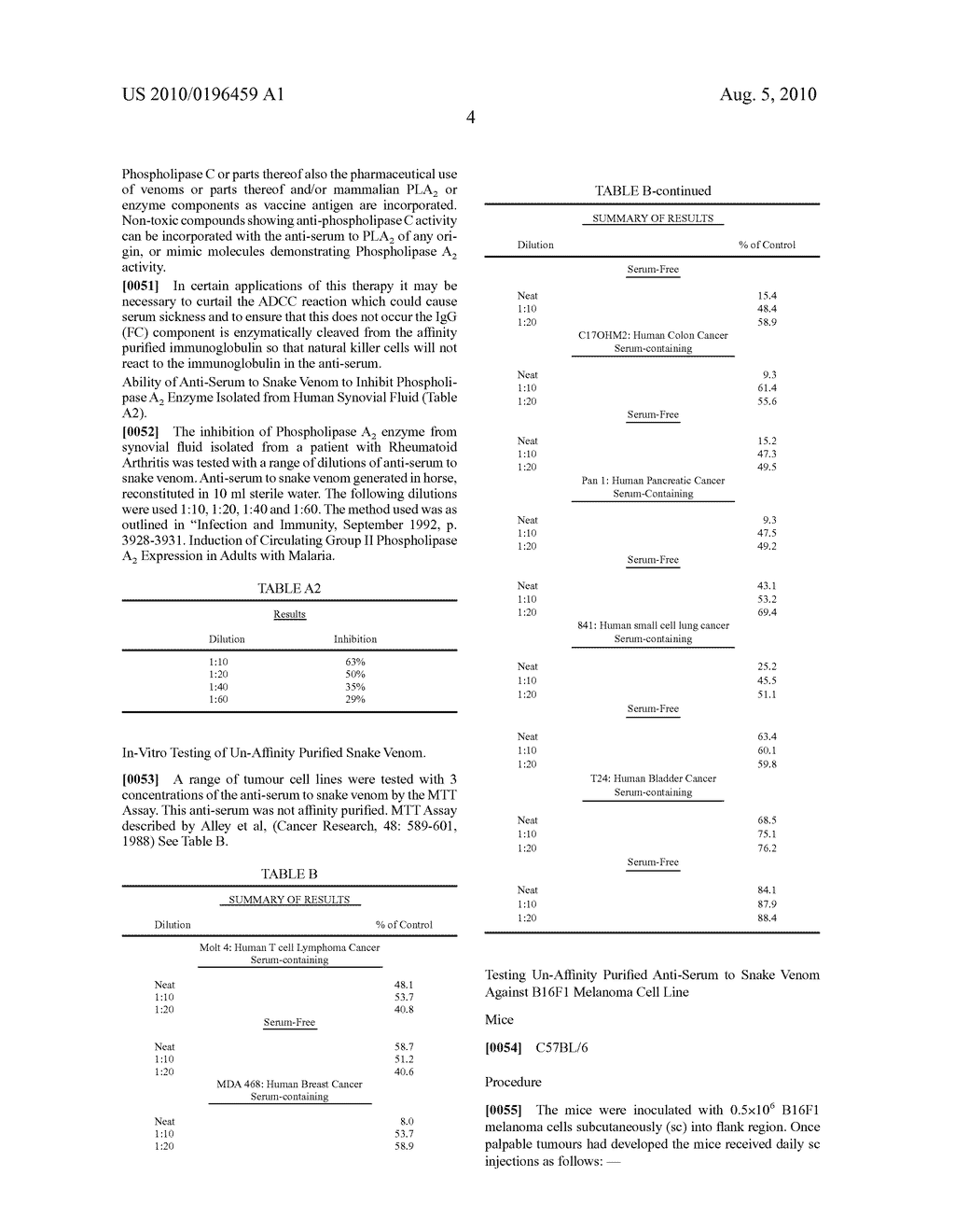 THERAPEUTIC FORMULATIONS CONTAINING VENOM OR VENOM ANTI-SERUM EITHER ALONE OR IN COMBINATION FOR THE THERAPEUTIC PROPHYLAXIS AND THERAPY OF NEOPLASMS - diagram, schematic, and image 14