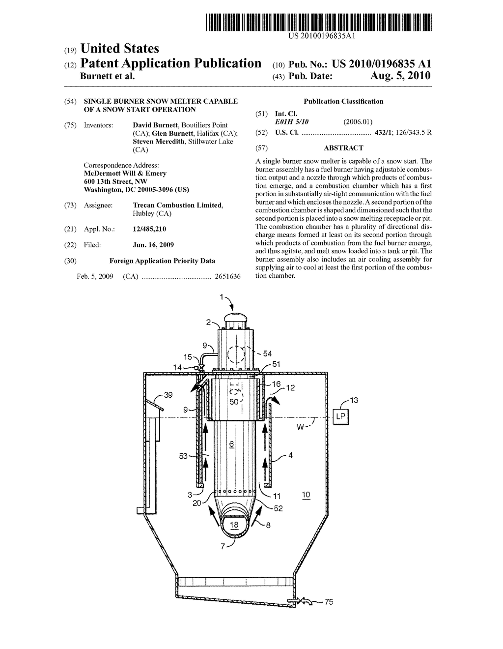 Single Burner Snow Melter Capable of a Snow Start Operation - diagram, schematic, and image 01