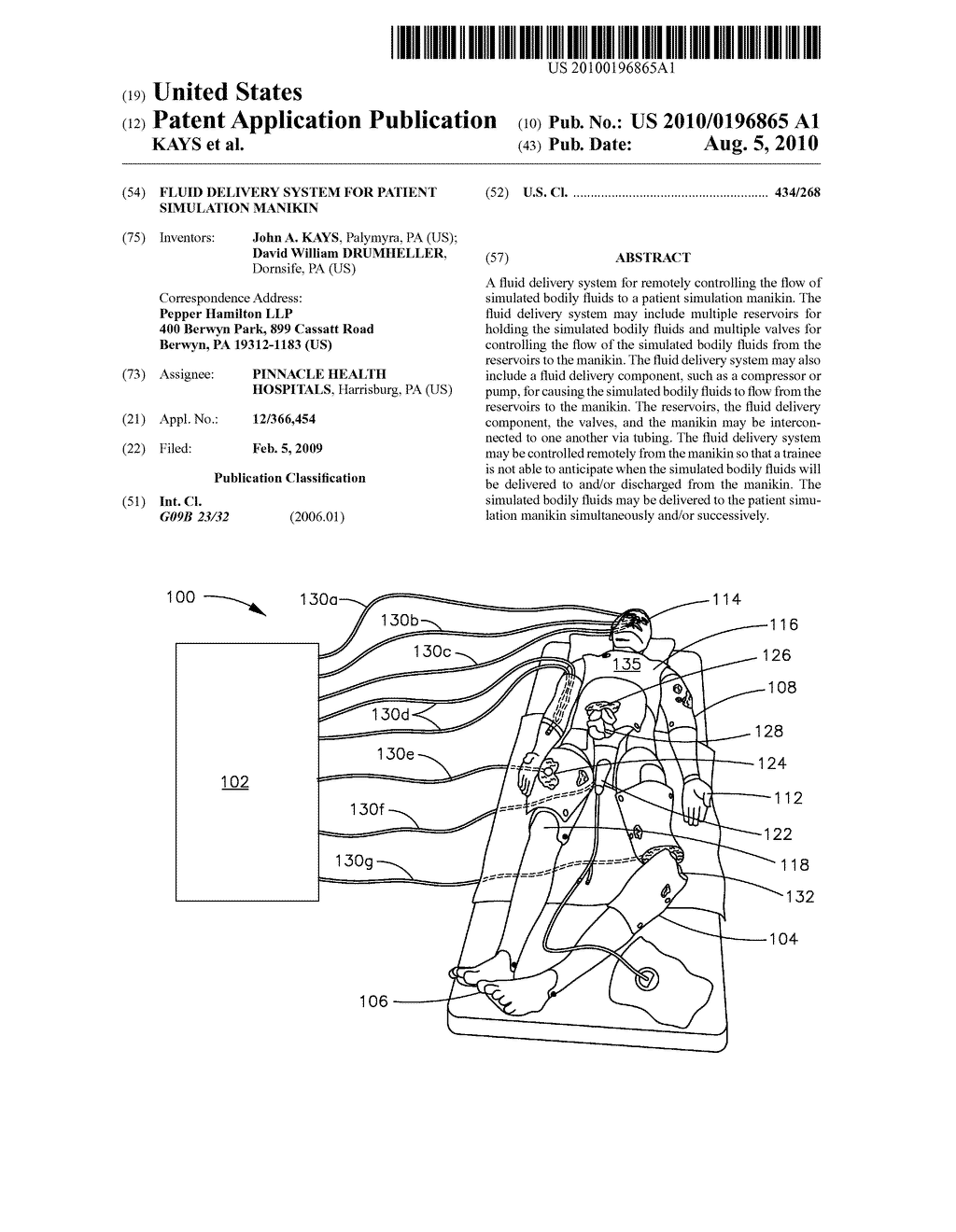 FLUID DELIVERY SYSTEM FOR PATIENT SIMULATION MANIKIN - diagram, schematic, and image 01