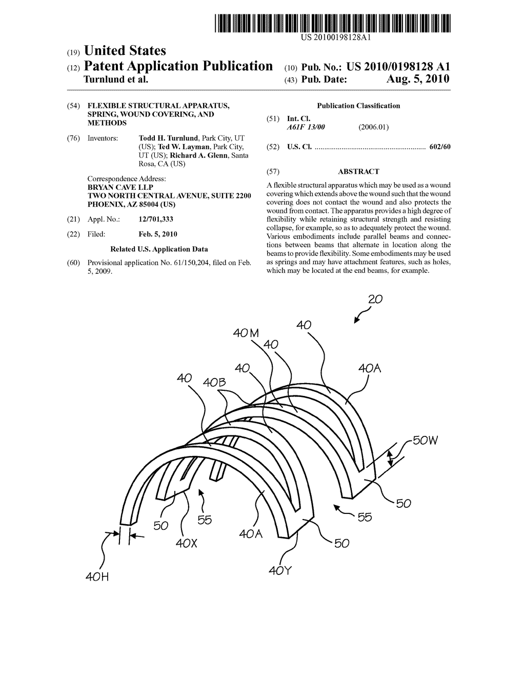 FLEXIBLE STRUCTURAL APPARATUS, SPRING, WOUND COVERING, AND METHODS - diagram, schematic, and image 01