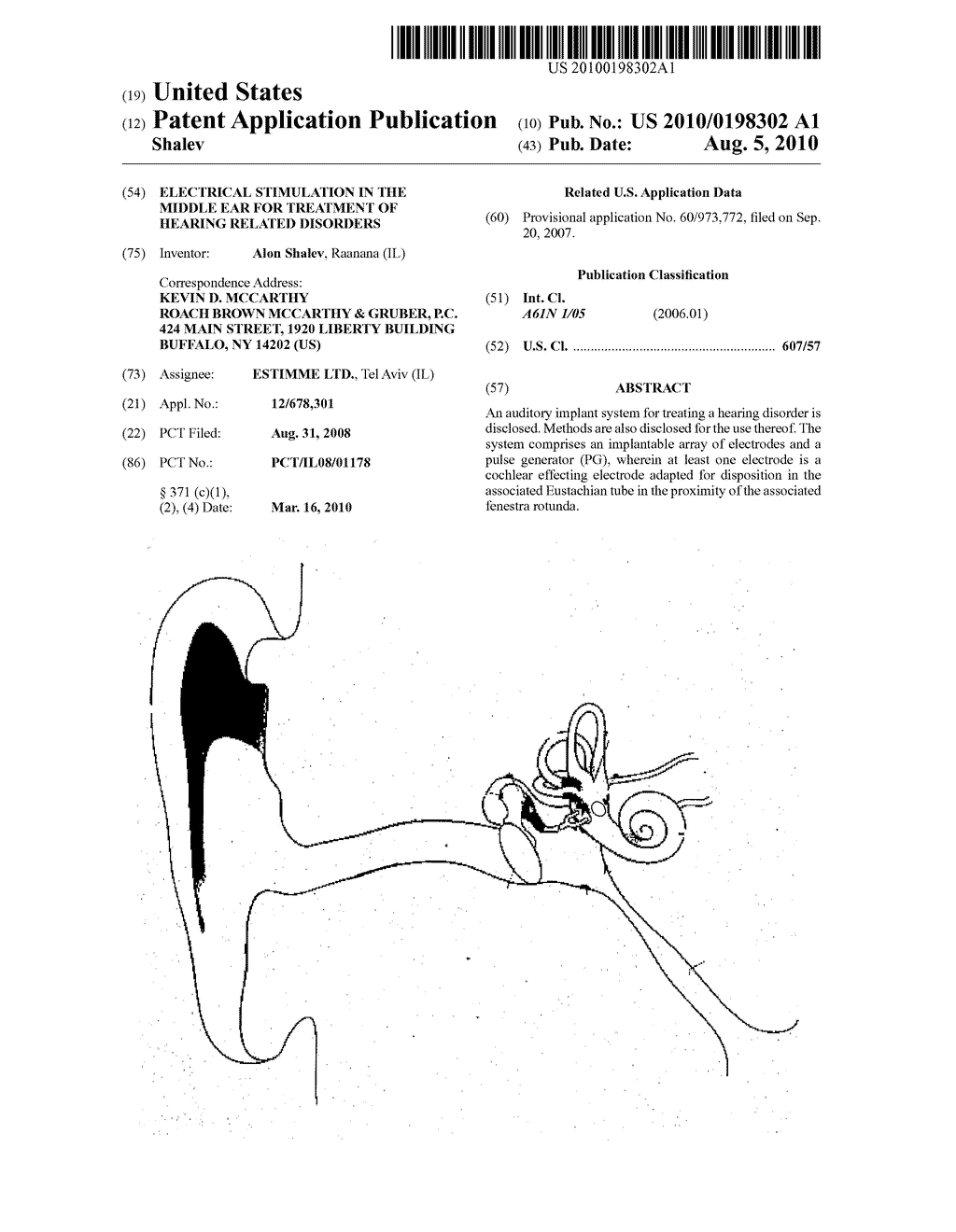 ELECTRICAL STIMULATION IN THE MIDDLE EAR FOR TREATMENT OF HEARING RELATED DISORDERS - diagram, schematic, and image 01