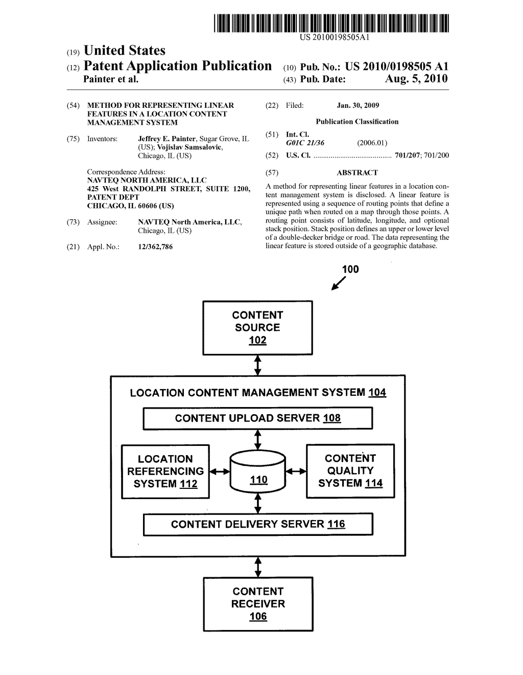 Method for Representing Linear Features in a Location Content Management System - diagram, schematic, and image 01