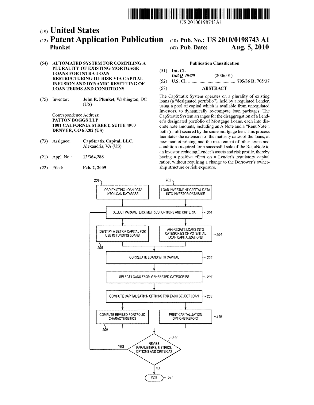 AUTOMATED SYSTEM FOR COMPILING A PLURALITY OF EXISTING MORTGAGE LOANS FOR INTRA-LOAN RESTRUCTURING OF RISK VIA CAPITAL INFUSION AND DYNAMIC RESETTING OF LOAN TERMS AND CONDITIONS - diagram, schematic, and image 01