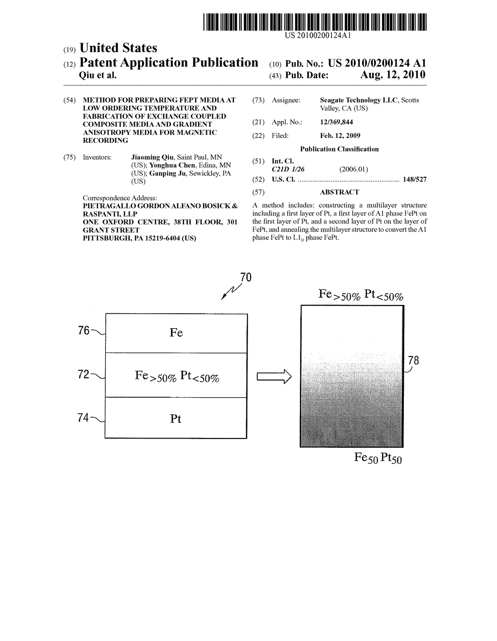 Method for Preparing FEPT Media at Low Ordering Temperature and Fabrication of Exchange Coupled Composite Media and Gradient Anisotropy Media for Magnetic Recording - diagram, schematic, and image 01