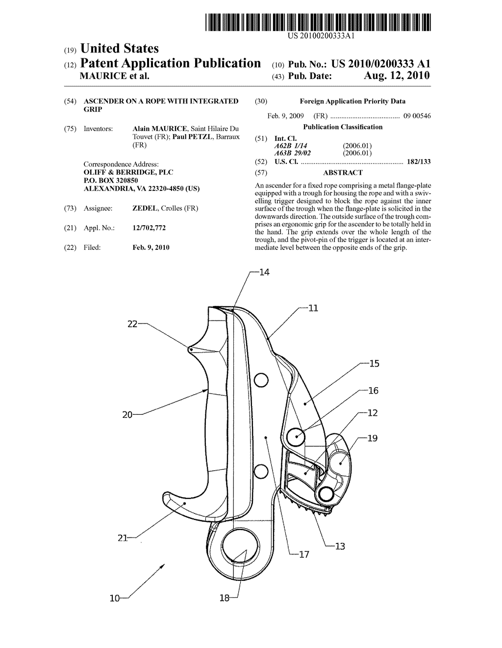 ASCENDER ON A ROPE WITH INTEGRATED GRIP - diagram, schematic, and image 01