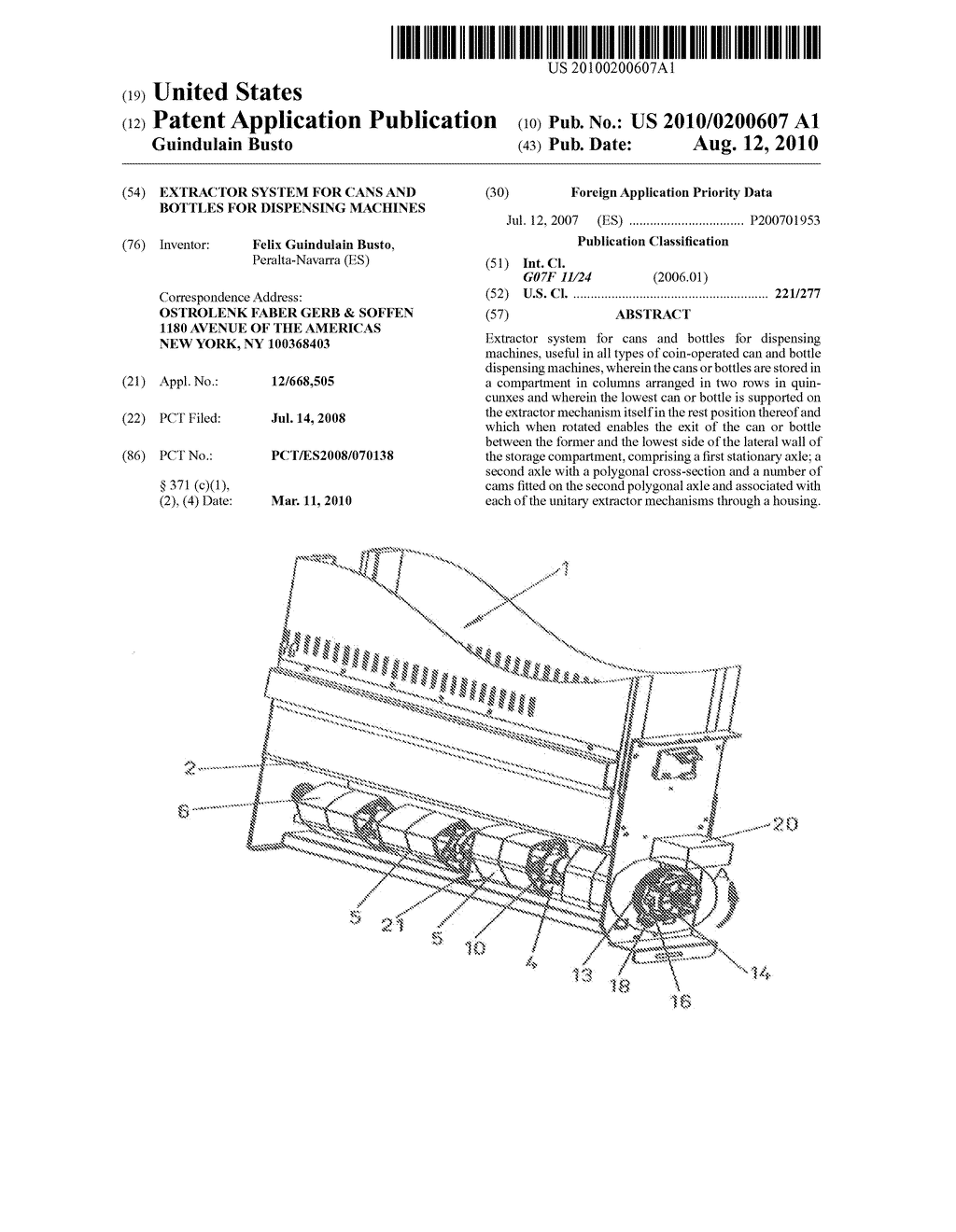 EXTRACTOR SYSTEM FOR CANS AND BOTTLES FOR DISPENSING MACHINES - diagram, schematic, and image 01