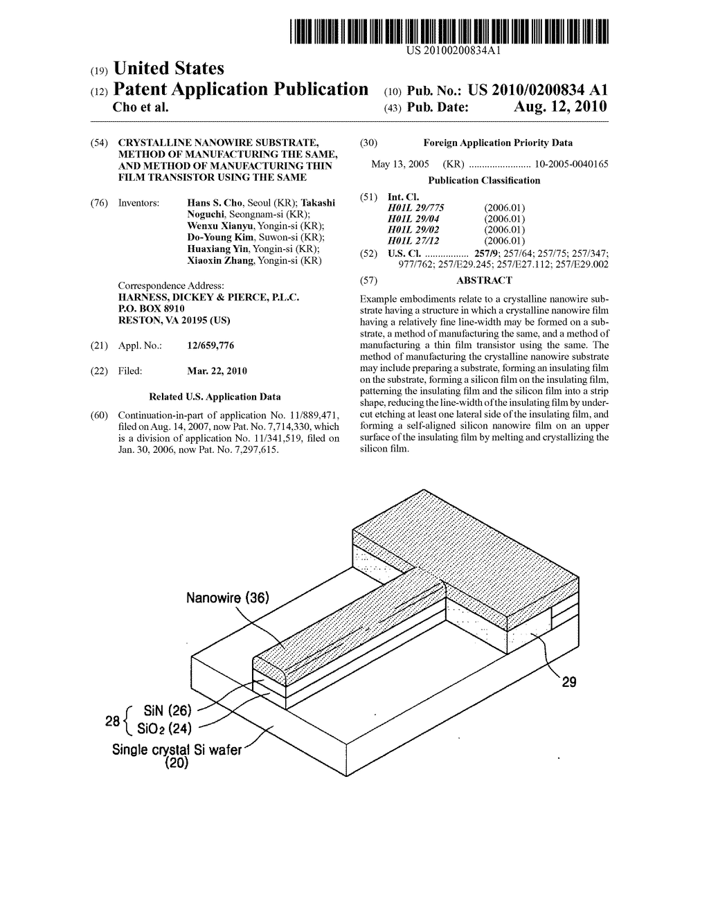 Crystalline nanowire substrate, method of manufacturing the same, and method of manufacturing thin film transistor using the same - diagram, schematic, and image 01