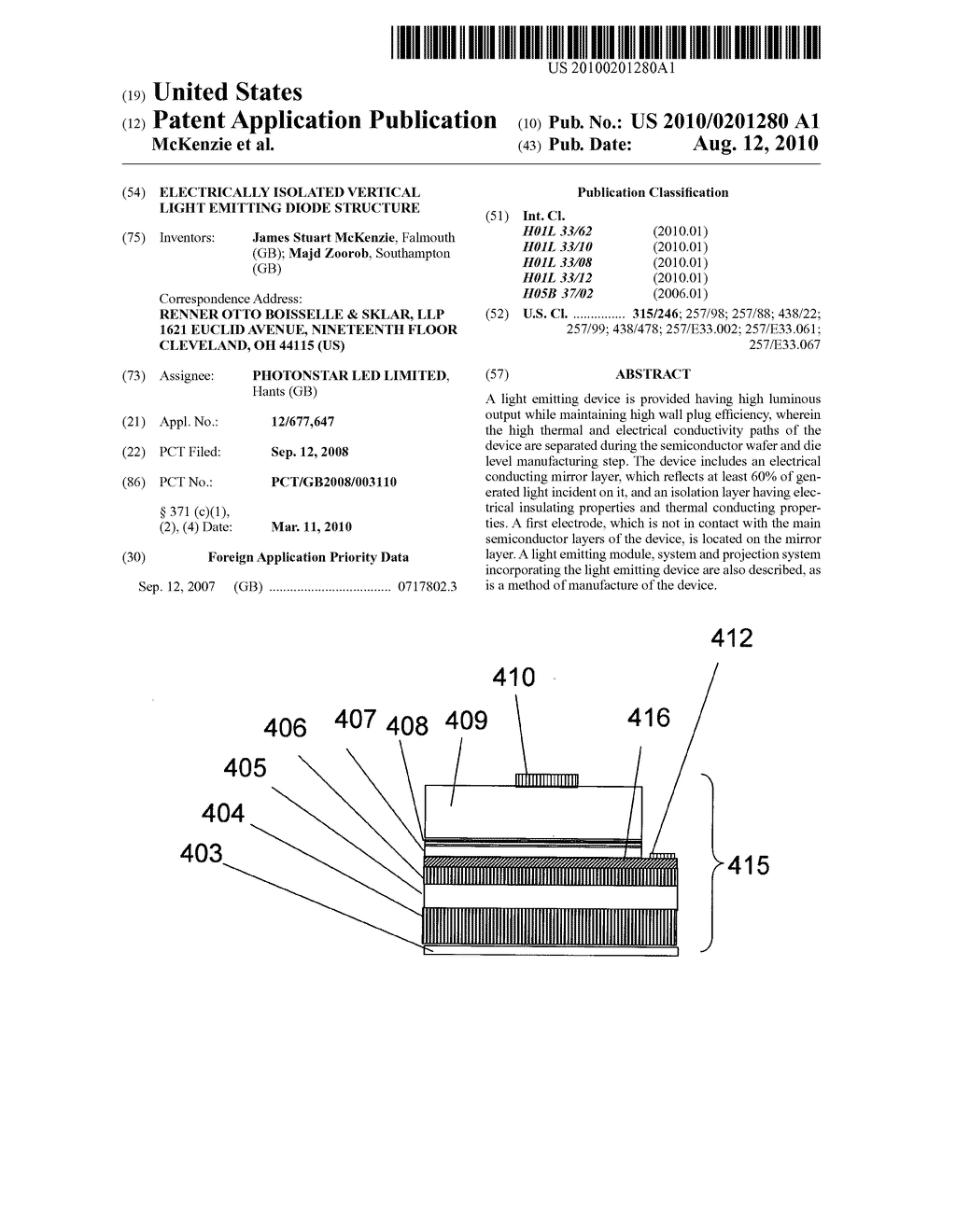 ELECTRICALLY ISOLATED VERTICAL LIGHT EMITTING DIODE STRUCTURE - diagram, schematic, and image 01