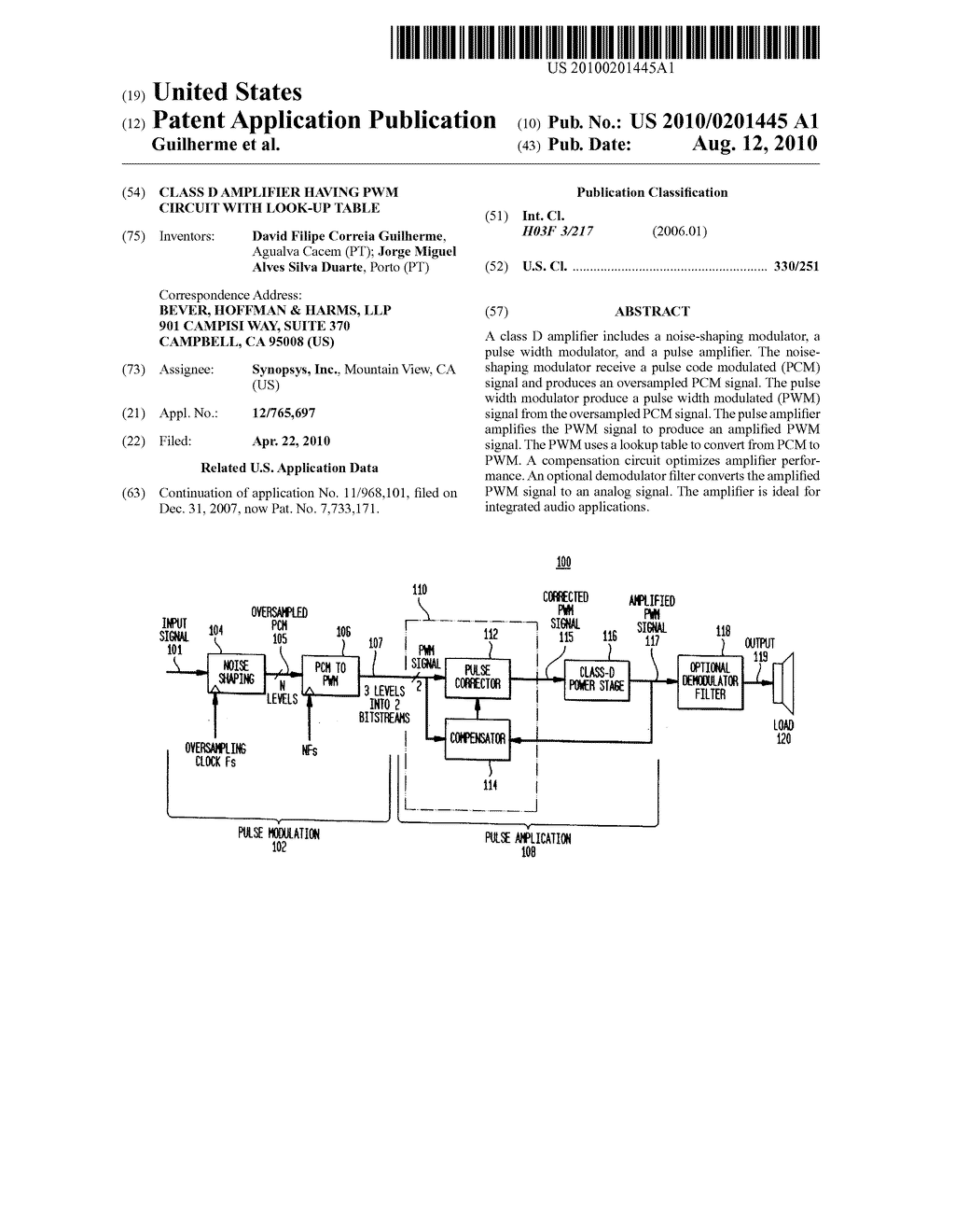 Class D Amplifier Having PWM Circuit With Look-Up Table - diagram, schematic, and image 01