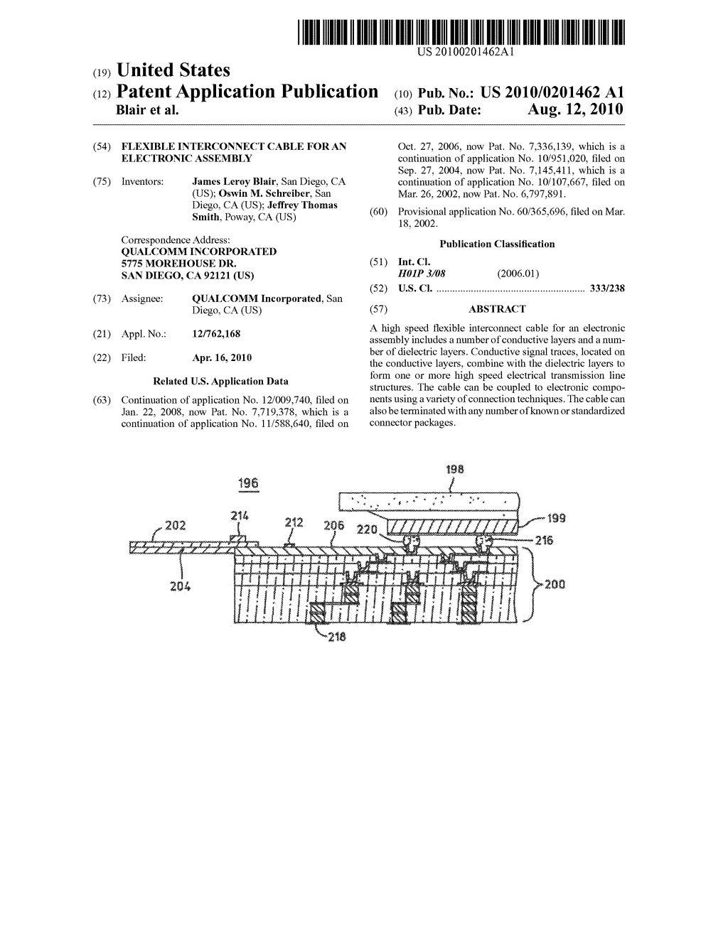 FLEXIBLE INTERCONNECT CABLE FOR AN ELECTRONIC ASSEMBLY - diagram, schematic, and image 01