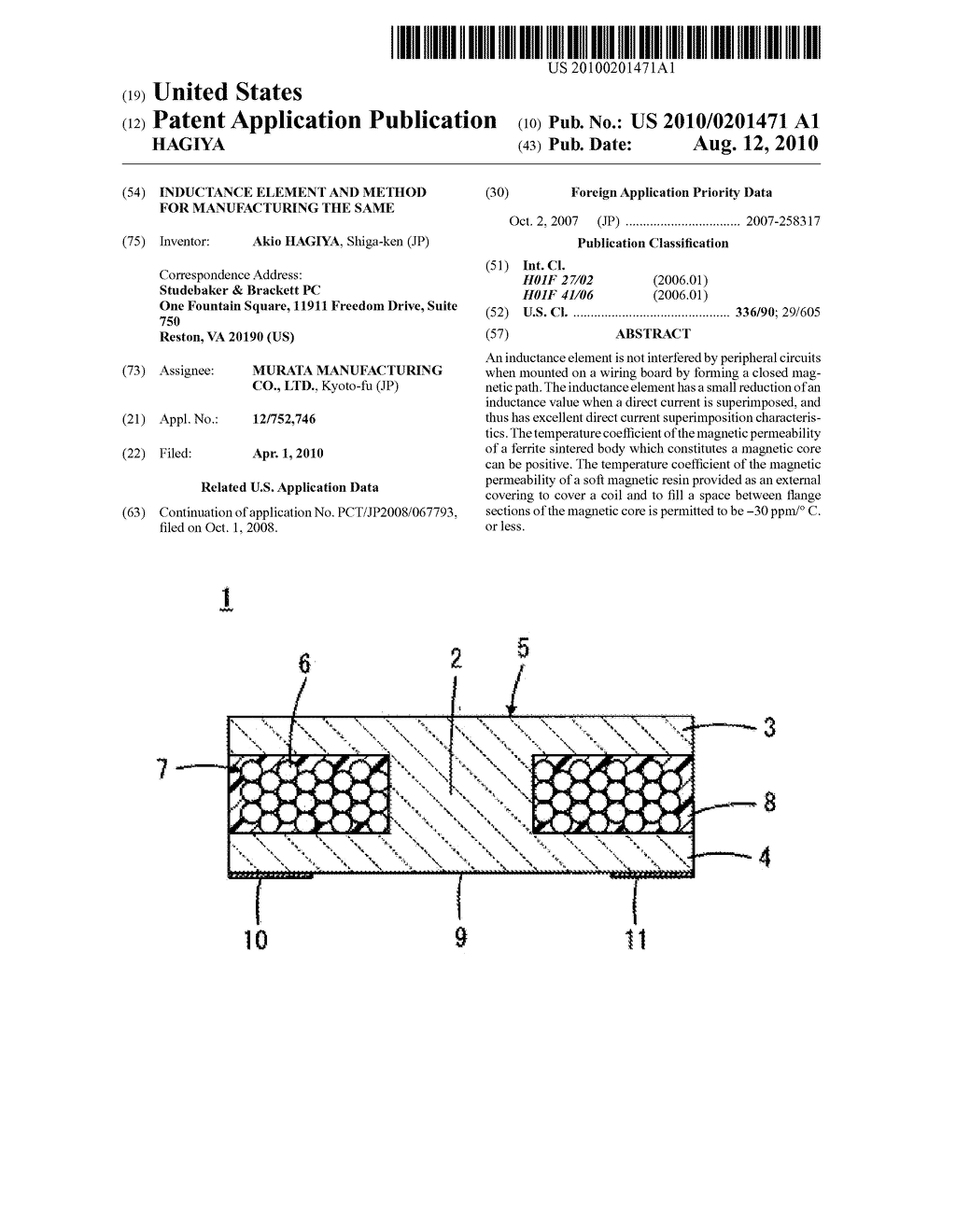 INDUCTANCE ELEMENT AND METHOD FOR MANUFACTURING THE SAME - diagram, schematic, and image 01
