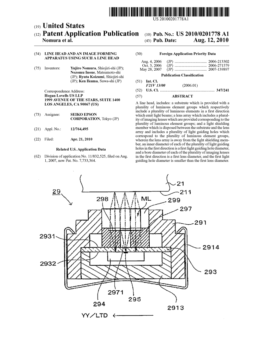 Line Head and an Image Forming Apparatus Using Such a Line Head - diagram, schematic, and image 01
