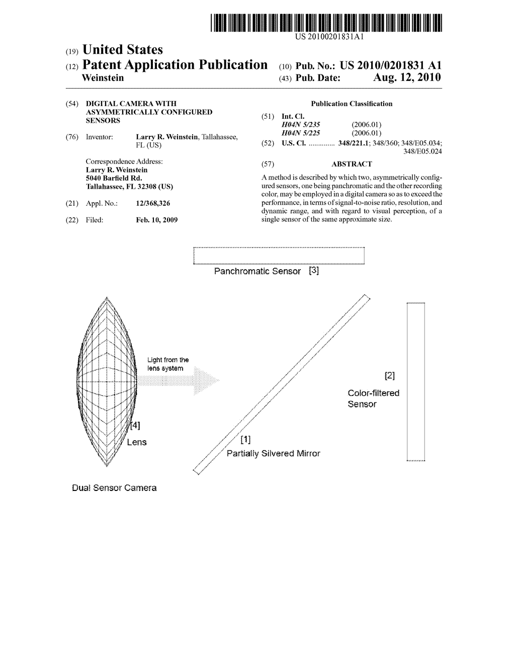 DIGITAL CAMERA WITH ASYMMETRICALLY CONFIGURED SENSORS - diagram, schematic, and image 01