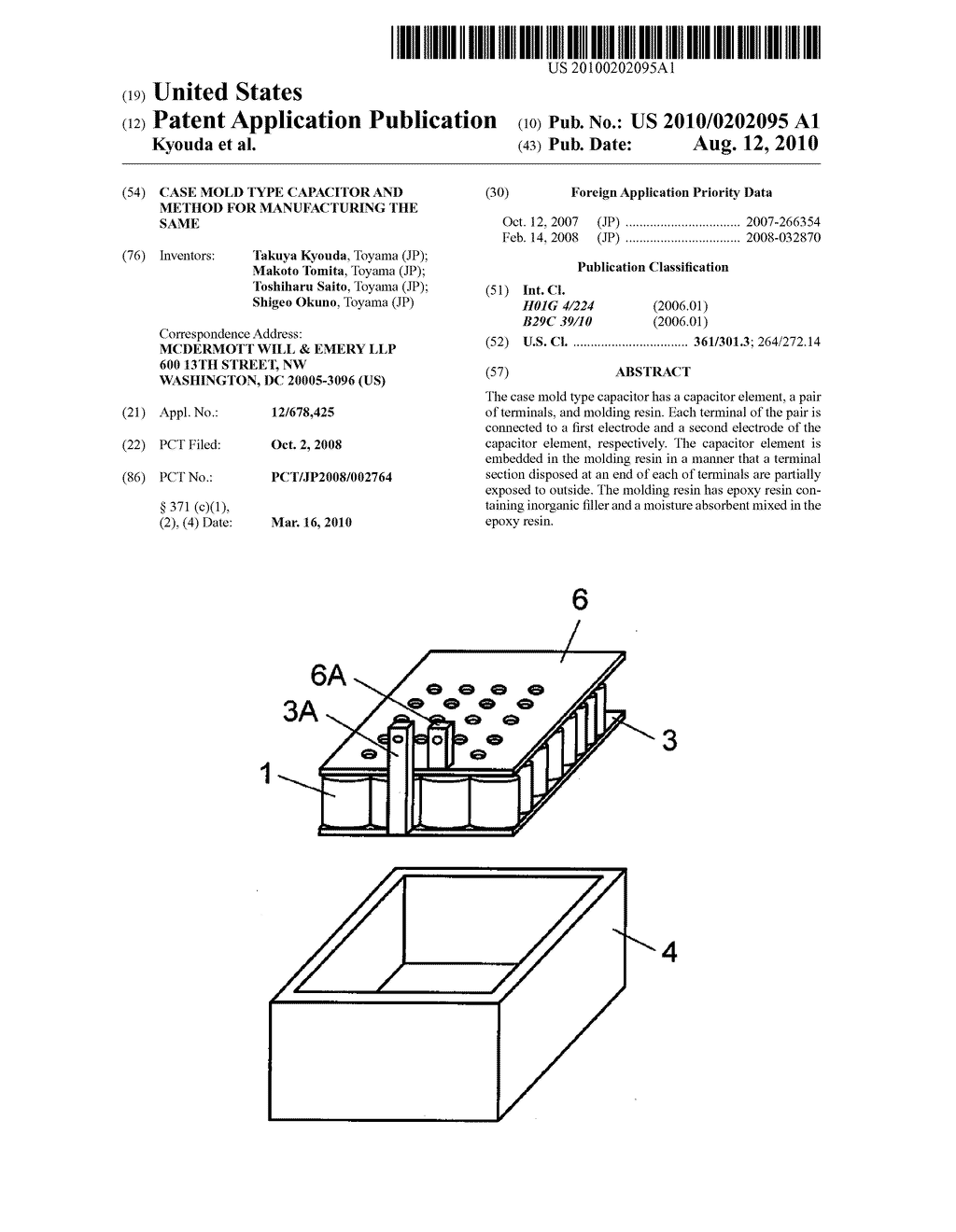 CASE MOLD TYPE CAPACITOR AND METHOD FOR MANUFACTURING THE SAME - diagram, schematic, and image 01